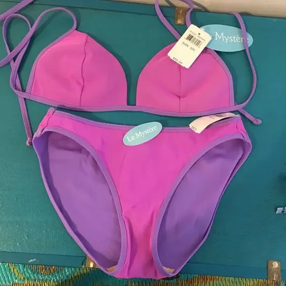 NWT MYSTIQUE LAVENDER BIKINI SMALL BOTTOM 32C TOP